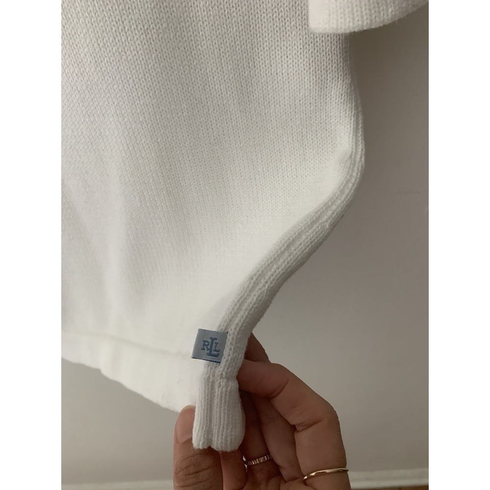 Lauren Ralph Lauren 100% Cotton Sweater Boat Neck Ties On Shoulders White SZ XL - Picture 5 of 8